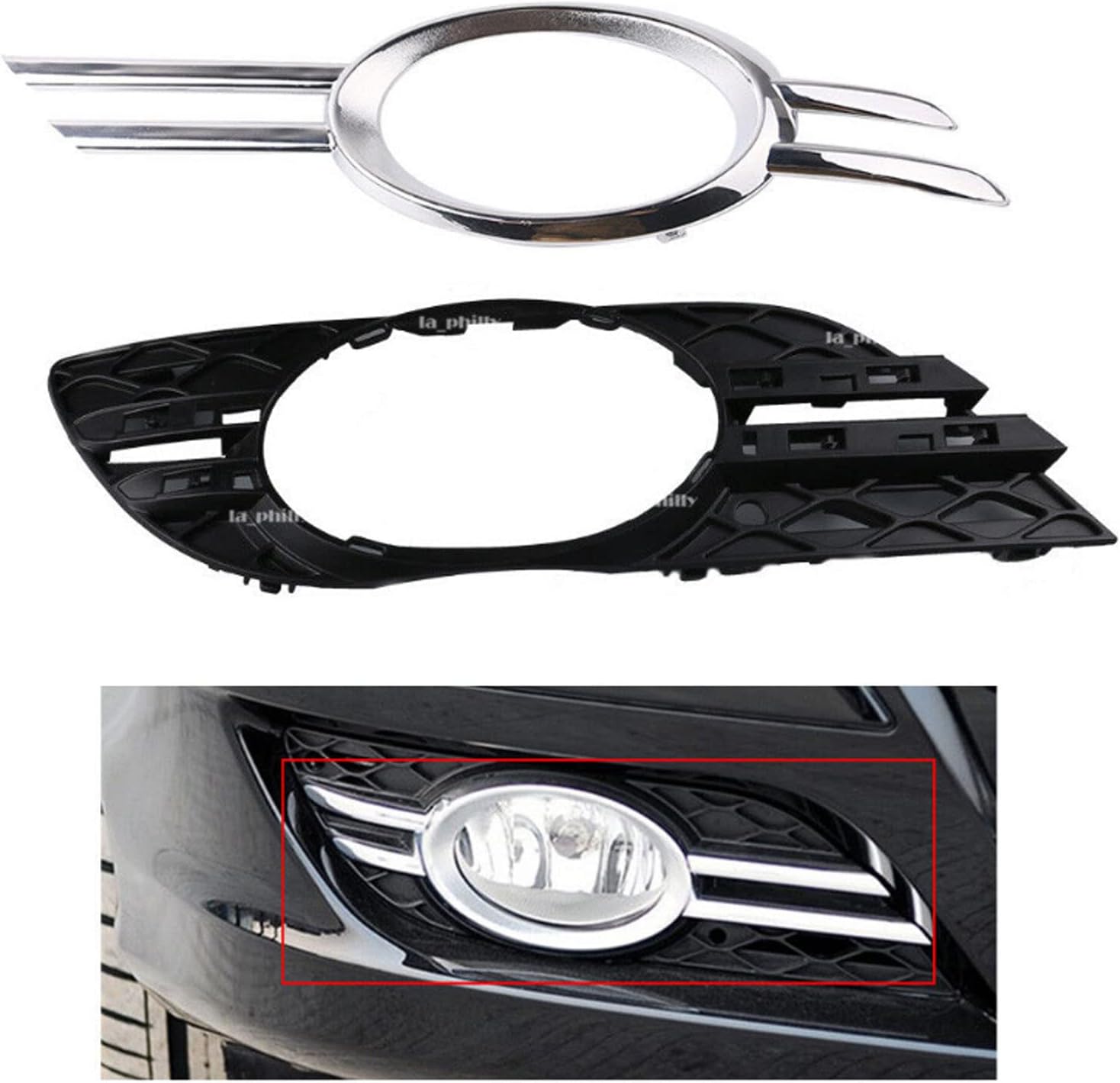 2PCront Fog Light Grille Cover T 2118850922 Replacement for E320 E350 E550 2007‑2009
