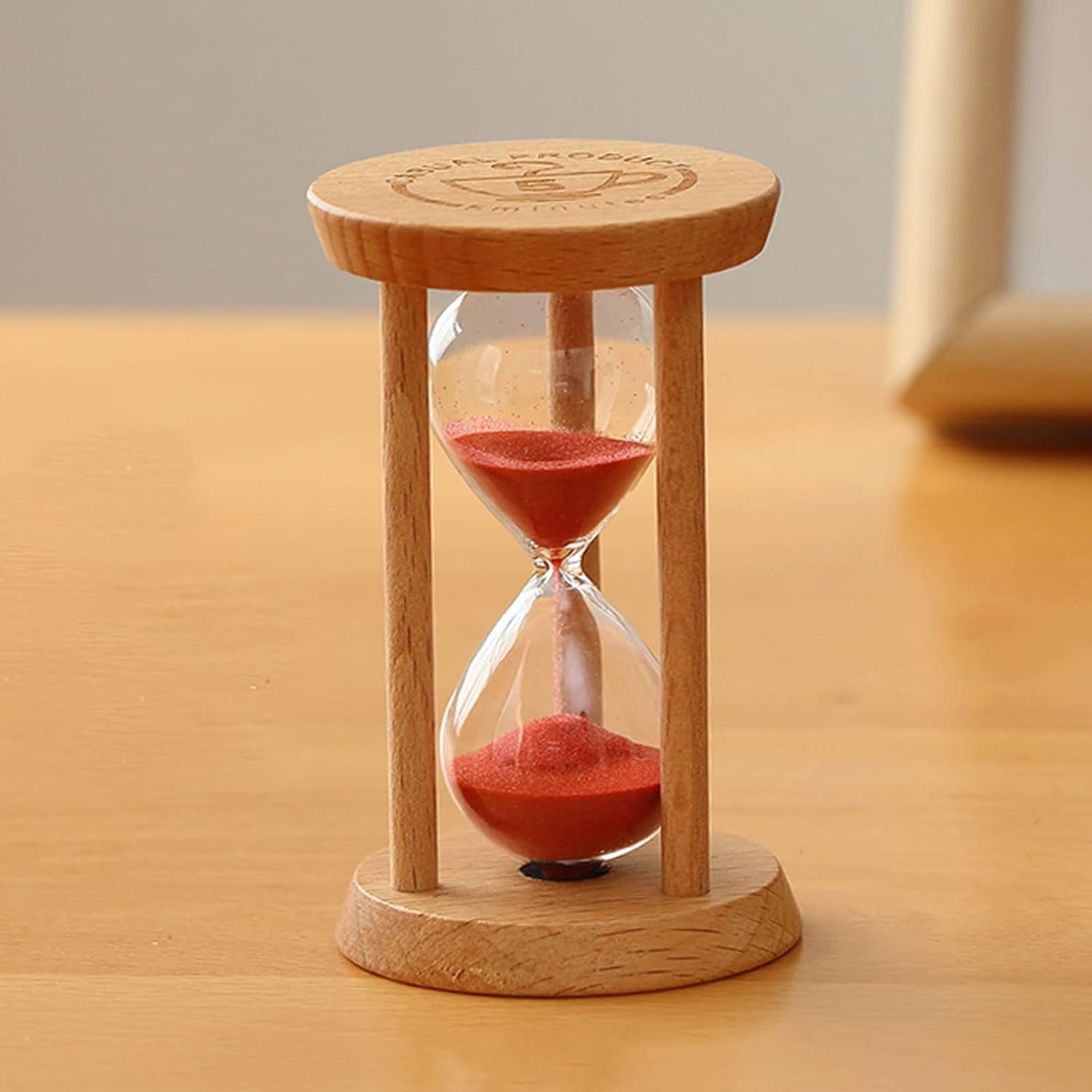 Hourglass Timer, Wooden Decorative Hourglass - Elegant Sand Timer for Living Room, Bedroom & Dining Room Decor(Red Sand,30 Minutes (14 * 7.6cm))