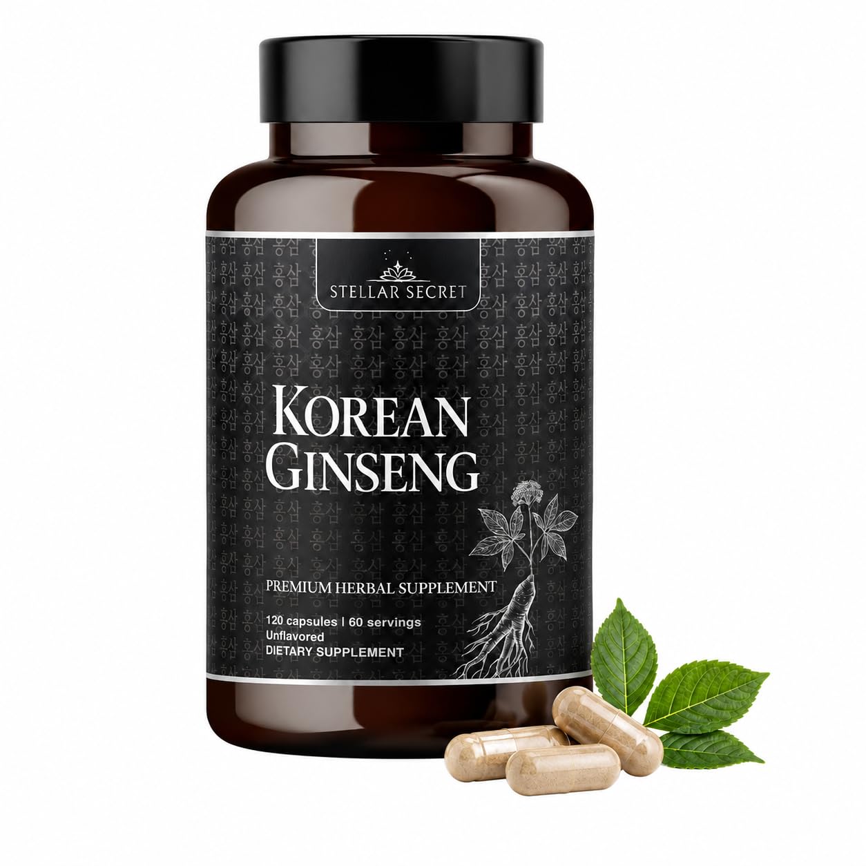 Korean Red Ginseng Capsules 1000mg - 10% Ginsenosides - 120 Vegetarian Capsules, 60 Servings - Premium Panax Ginseng Extract for Energy, Focus & Immune Support - Vegan, Non-GMO