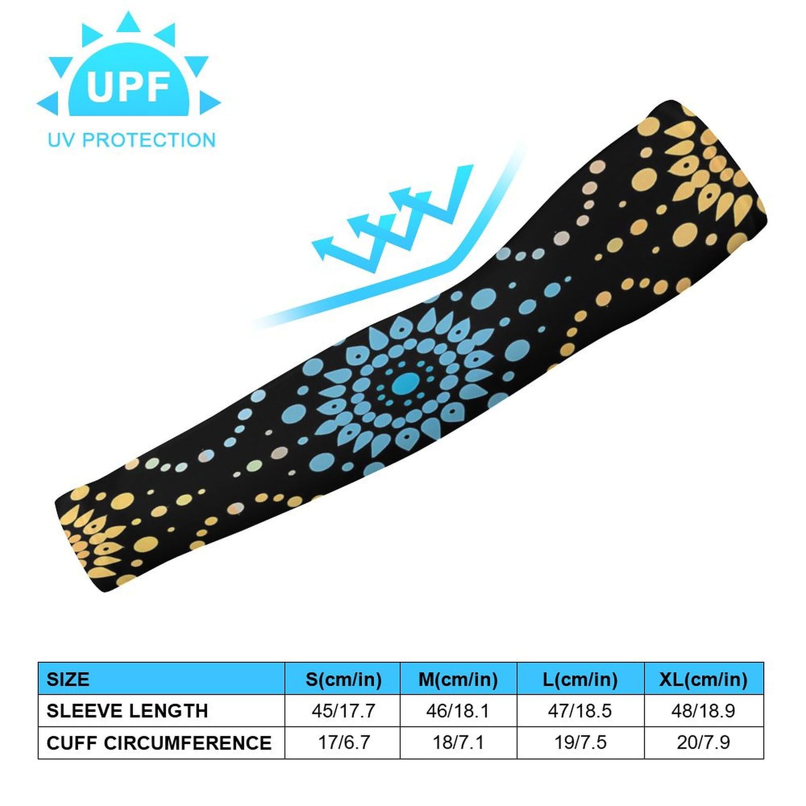 Turquoise Dot Pattern Ice Silk Arm Sleeves Cooling Sun Protection Arm Sleeve for Men Women L