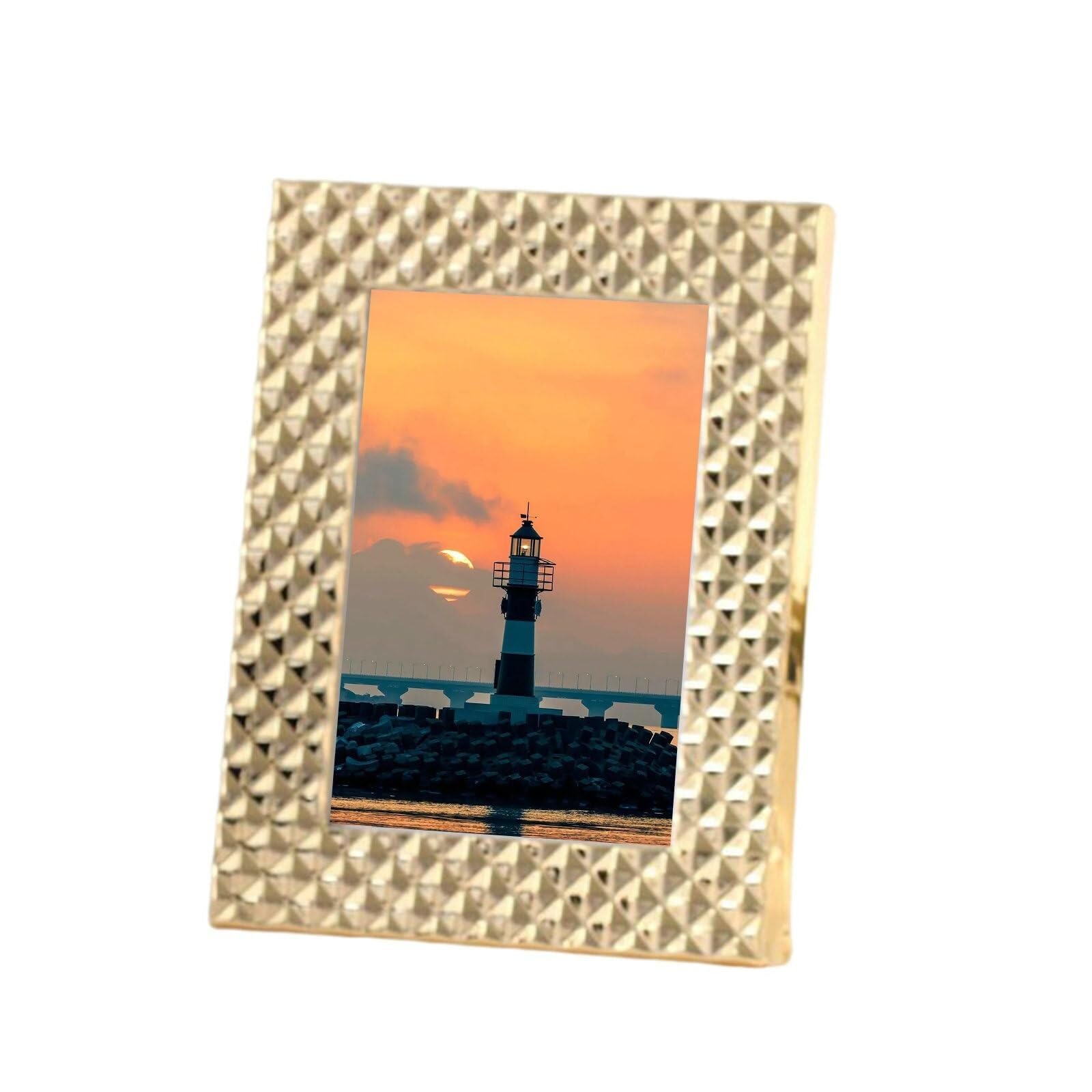 Nostalgic Modern Fashion Sparkling Gold and Silver Metal Photo Frame, Exquisite Desktop Ornament for home decor(Gold,8x10)