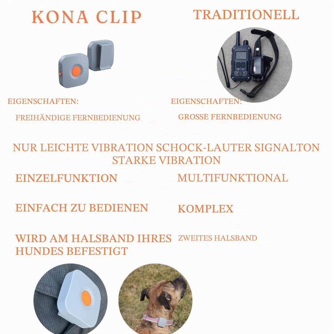 Hundetrainingsgerät – Das Original-Kona Clip wurde in den USA entworfen Vibrationskorrektur mit Fernbedienung für kleine, mittelgroße und große Hunde, Leinentraining, wasserdicht, wiederaufladbar