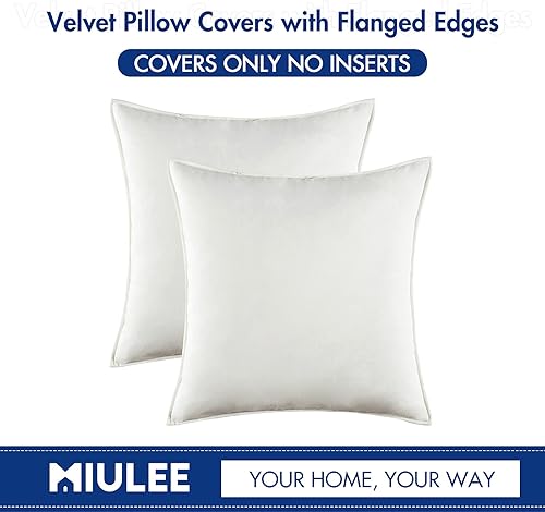 Miniatura 7 de MIULEE - Paquete de 2 fundas de almohada decorativas de terciopelo suave, fundas de cojín cuadradas sólidas para sofá, dormitorio, automóvil, 20 x
