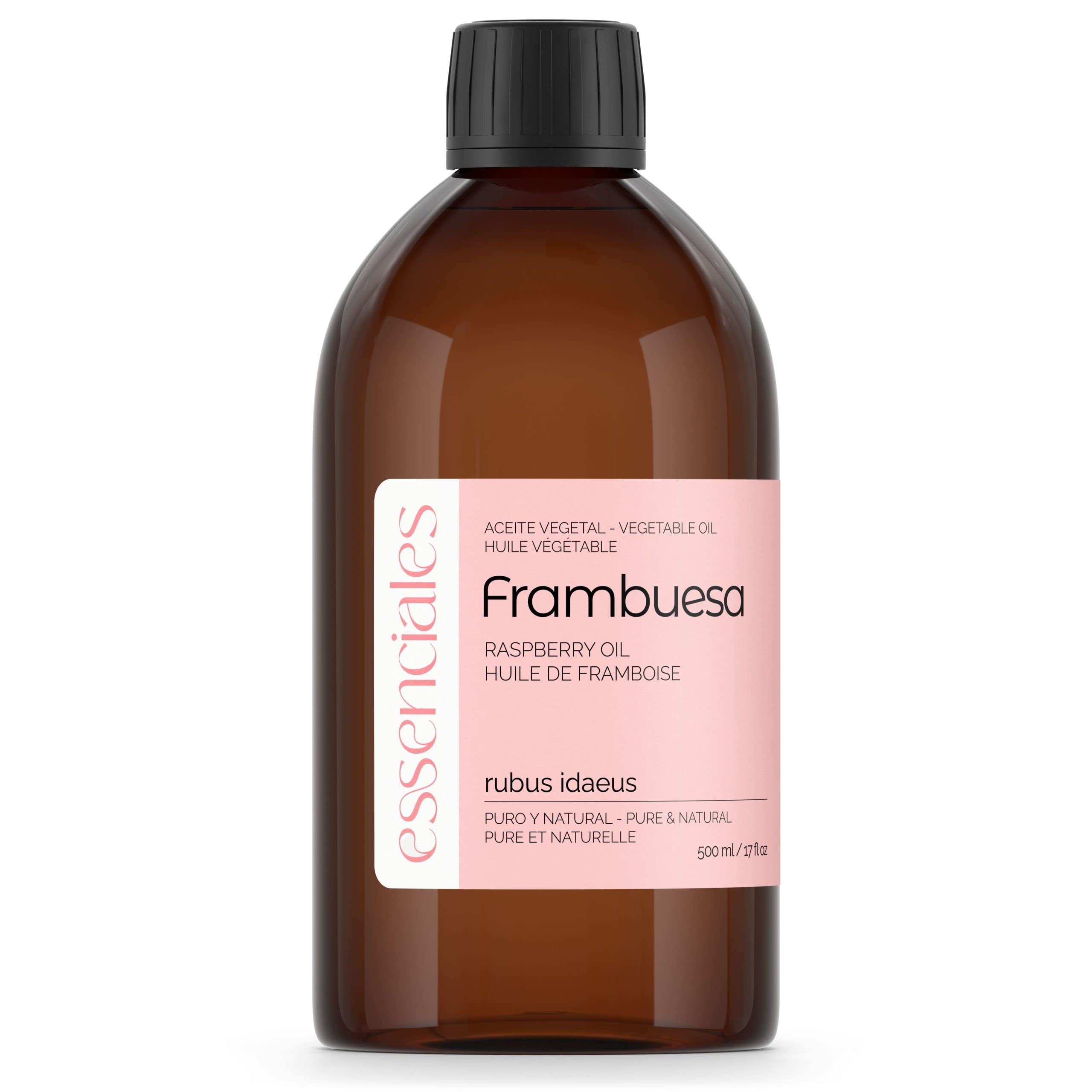 Essenciales - Olej roślinny malinowy, Virgin, 100% CZYSTY, 500 ml | Rubus Idaeus olej roślinny, ciśnienie na zimno