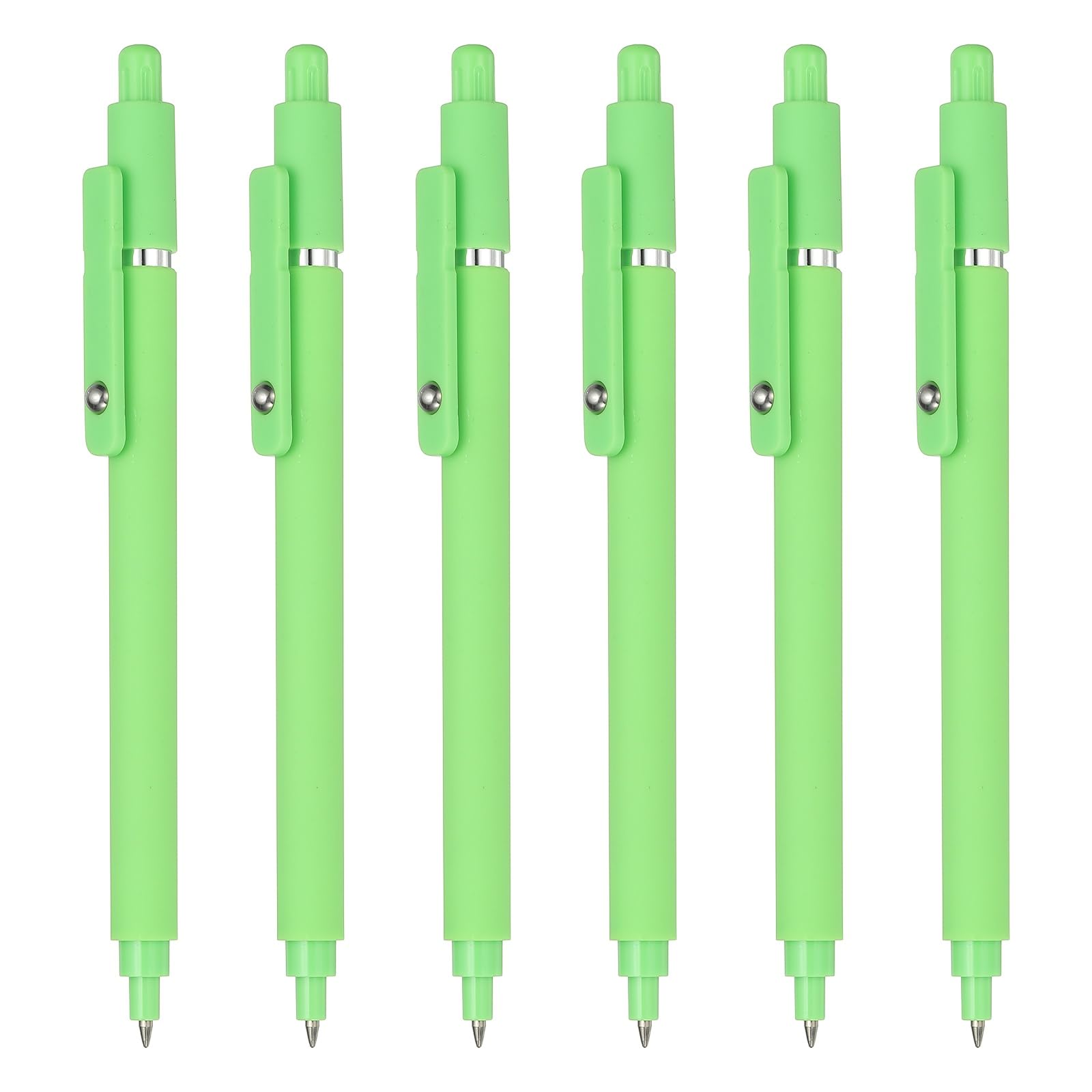 PATIKIL 6 Pcs Retractable Gel Pens, 0.5mm Black Ink Fine Point Smooth Writing Cute Aesthetic Pen Quick Dry for Office Home Journaling Note Taking Supplies, Green