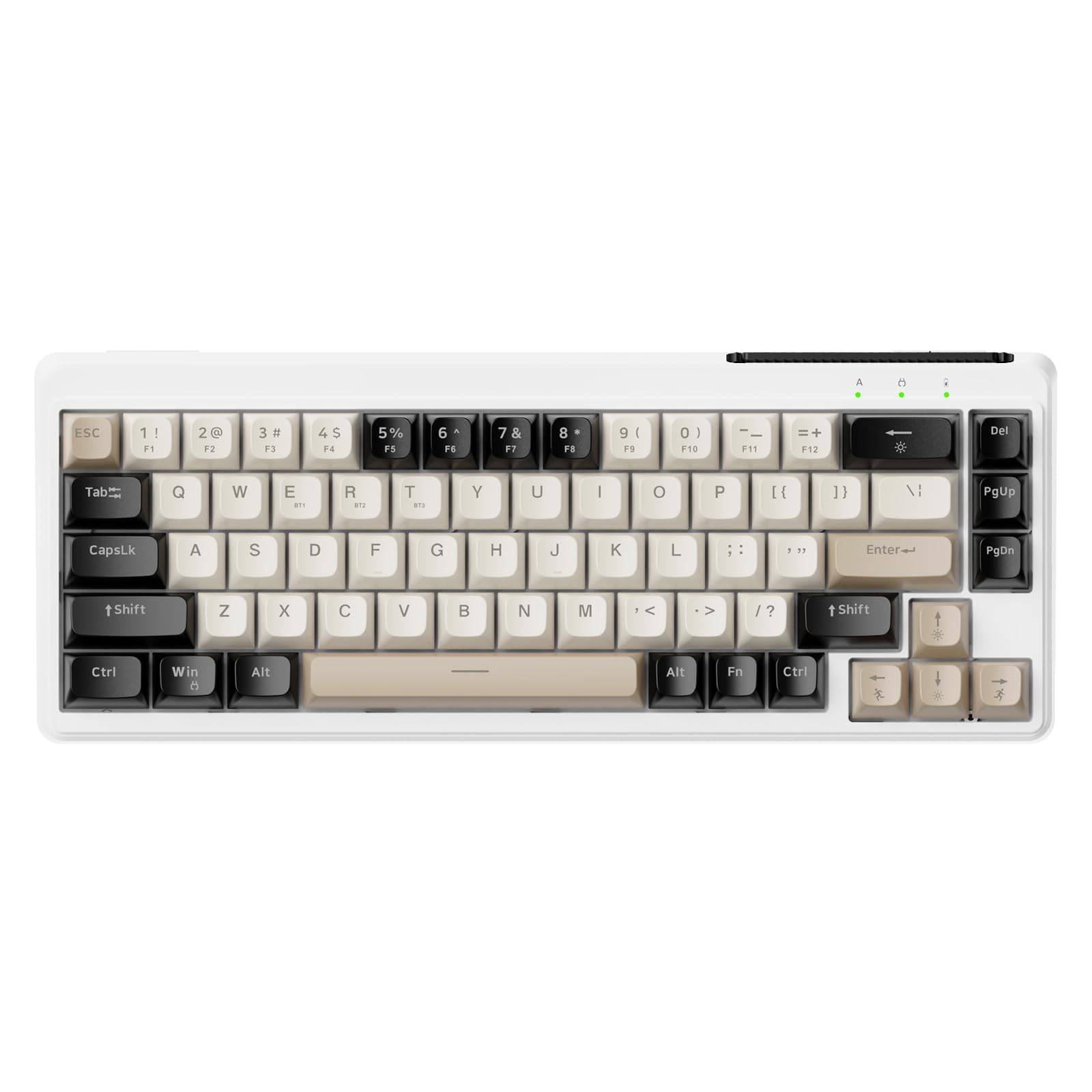 FREEWOLF M88 TKL Wireless Gaming Keyboard, Bluetooth/2.4Ghz Hot-Swappable Mechanical Keyboard, Type C/USB A 2-in-1 Receiver, 87 PBT Keycap, Red Switch for PC/MAC - Brown White