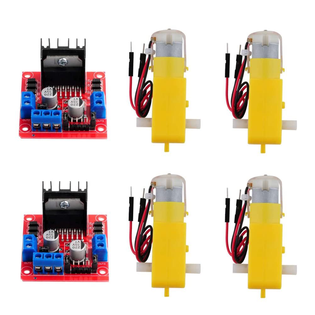 Electronic Spices Combo of L298N Motor Driver with Dual Shaft BO Motor Kit DC Gearbox Motor (2pcs Driver & 4pcs Motor) (B0D5YL2SVS) Amazon Price History, Amazon Price Tracker