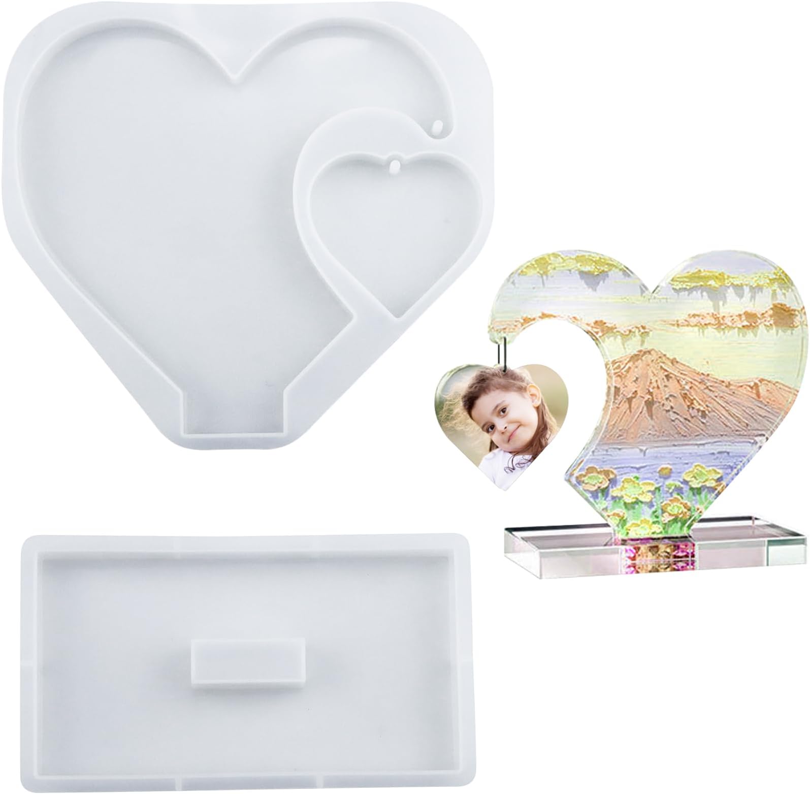 Large Photo Frame Resin Molds, Heart Shape Silicone Molds