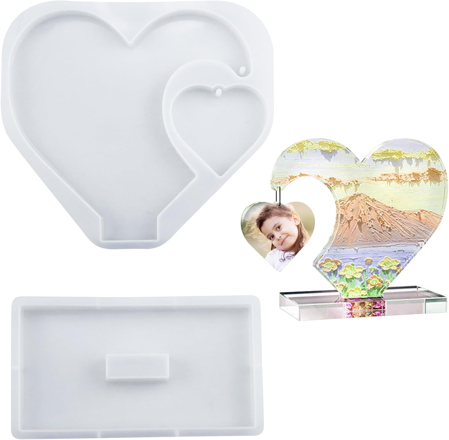 WORFACE Large Heart Photo Frame Resin Molds Picture Frame