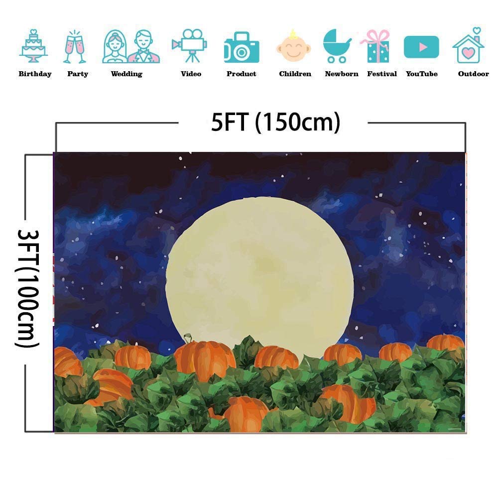 Geisterkürbis-Fotohintergrund, 180x110 Cm – Halloween-Deko Für Zuhause, Aus Polyester, Mit Aufhänge-Ösen