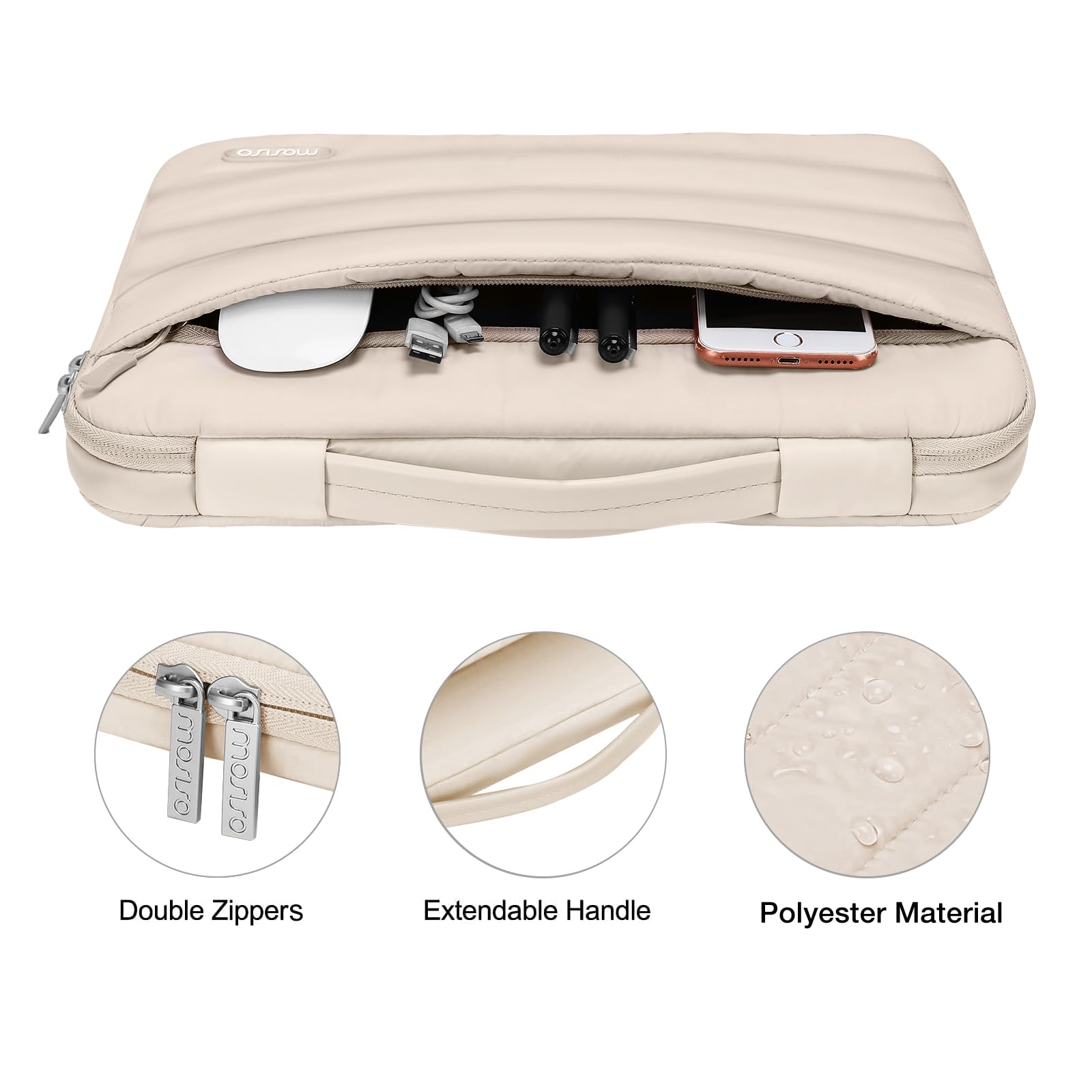 MOSISO Kompatibel mit MacBook Air 15 Zoll Hülle M5 M4 M3 M2 2026 2025-2023, Hartschale Hülle&Puffy Laptoptasche&Tastaturschutz&Webcam Abdeckung&Displayschutz A3448 A3241 A3114 A2941, Sand