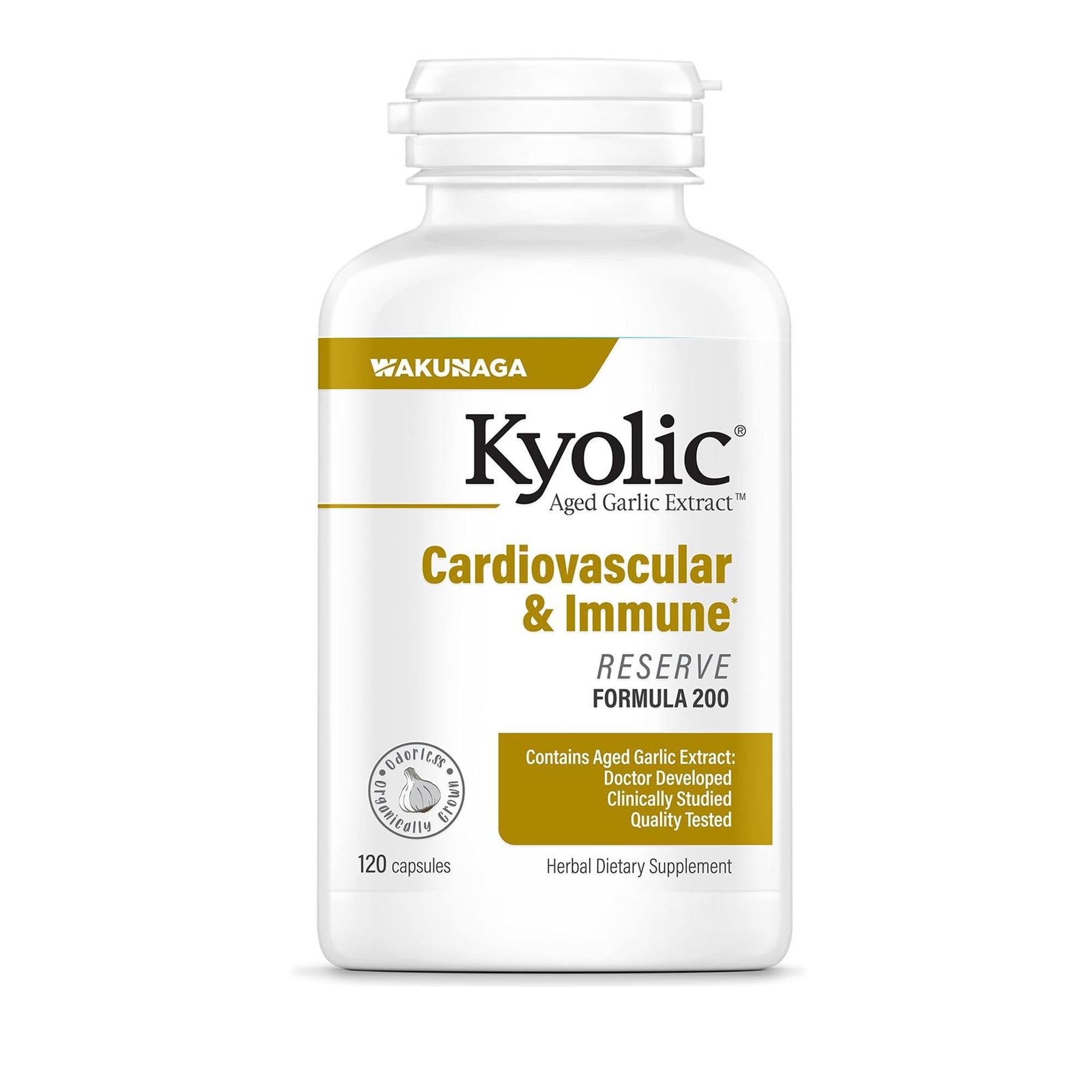 Kyolic Aged Garlic Extract Formula 200, Cardiovascular & Immune*, Reserve, 120 Capsules