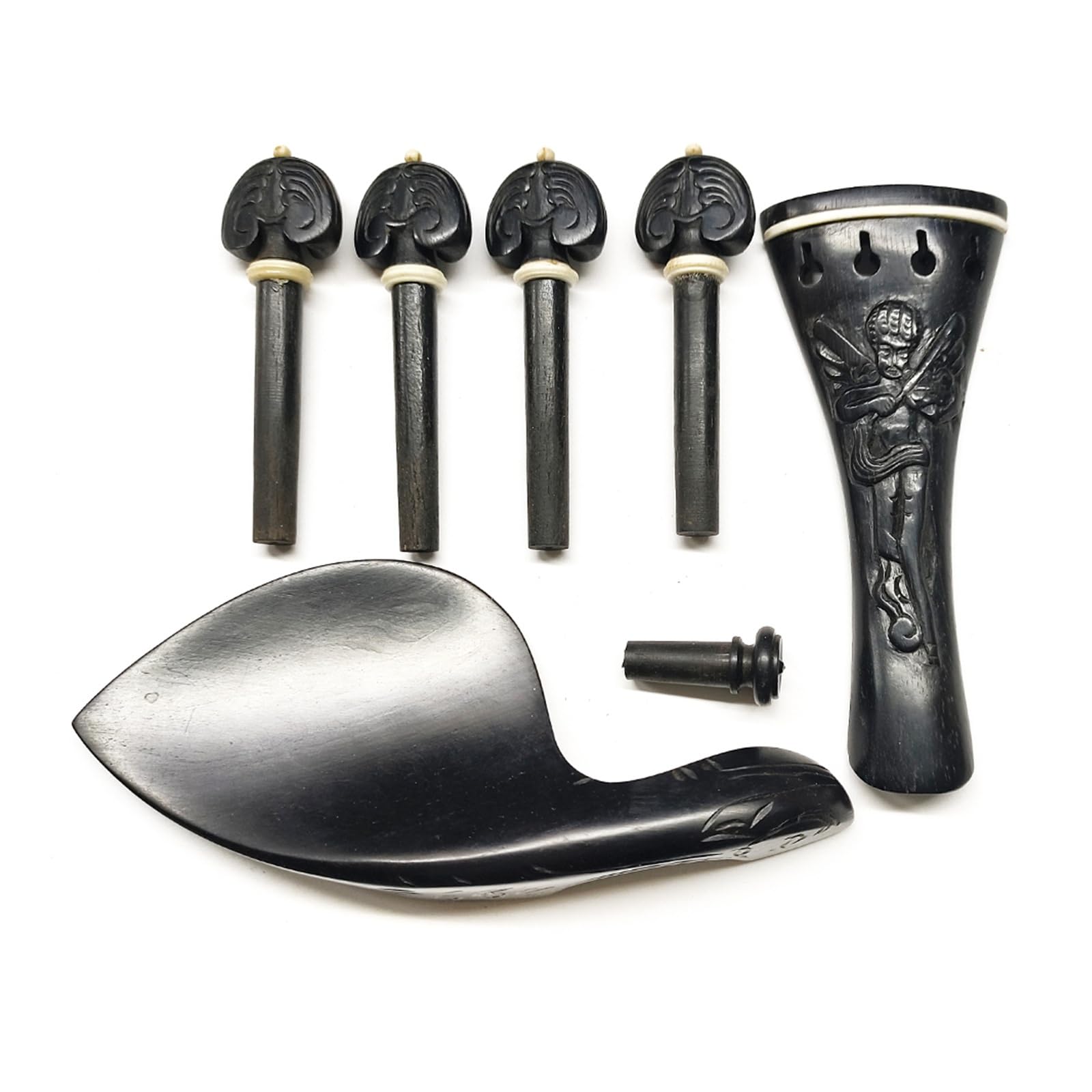 Juego de clavijas de afinación de violín acústico tallado, accesorios de madera de ébano Natural, 1 Juego, for 4/4(Black)