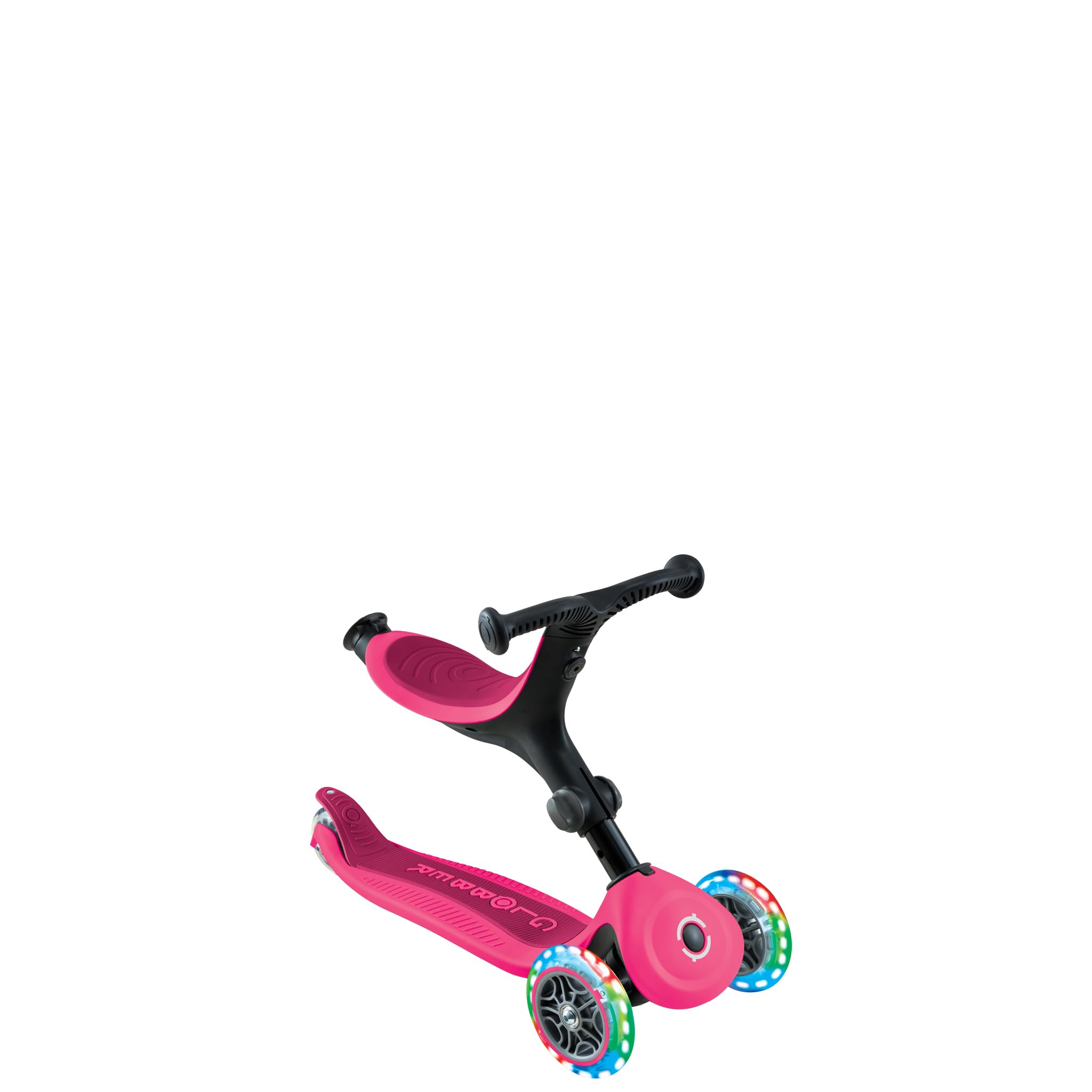GLOBBER GO-UP Active Lights – rower trójkołowy 3 w 1, rowerek biegowy i skuter, 120/80 mm, 3-kołowy, z regulacją wysokości