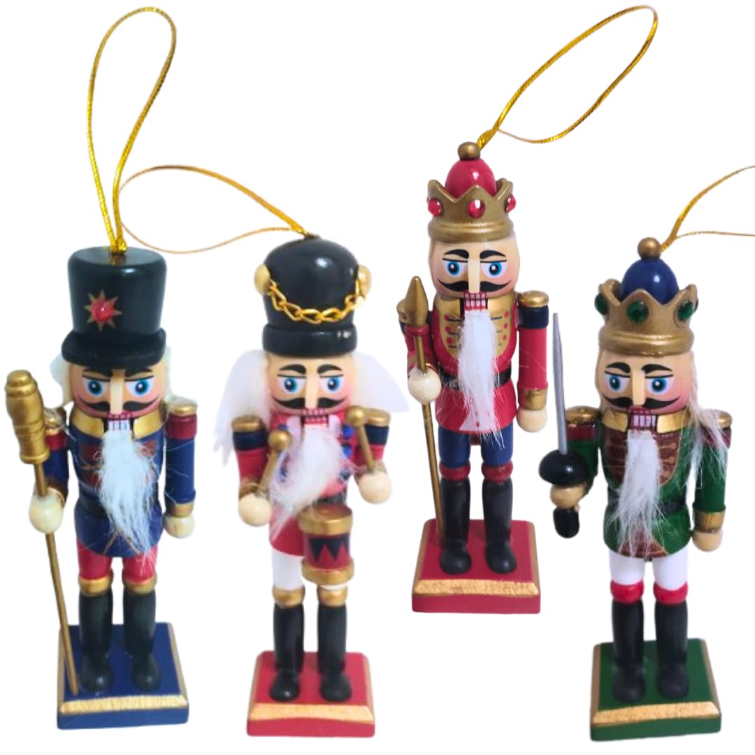 Decoración de Navidad, Cascanueces Navidad, Decoracion arbol de Navidad, Adornos de Navidad, Pack 4 Cascanueces, Natal decoraçÃo, decoraçÃo de Natal, decoración navideña, Adornos Navidad arbol (Rojo)