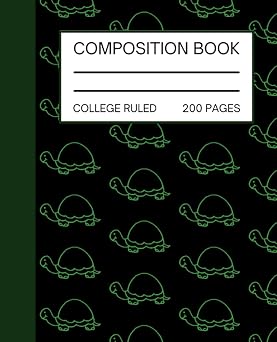 College Ruled Turtle Composition Notebook Notebook Turtle, 7.5x9.25" 200 College Ruled Pages