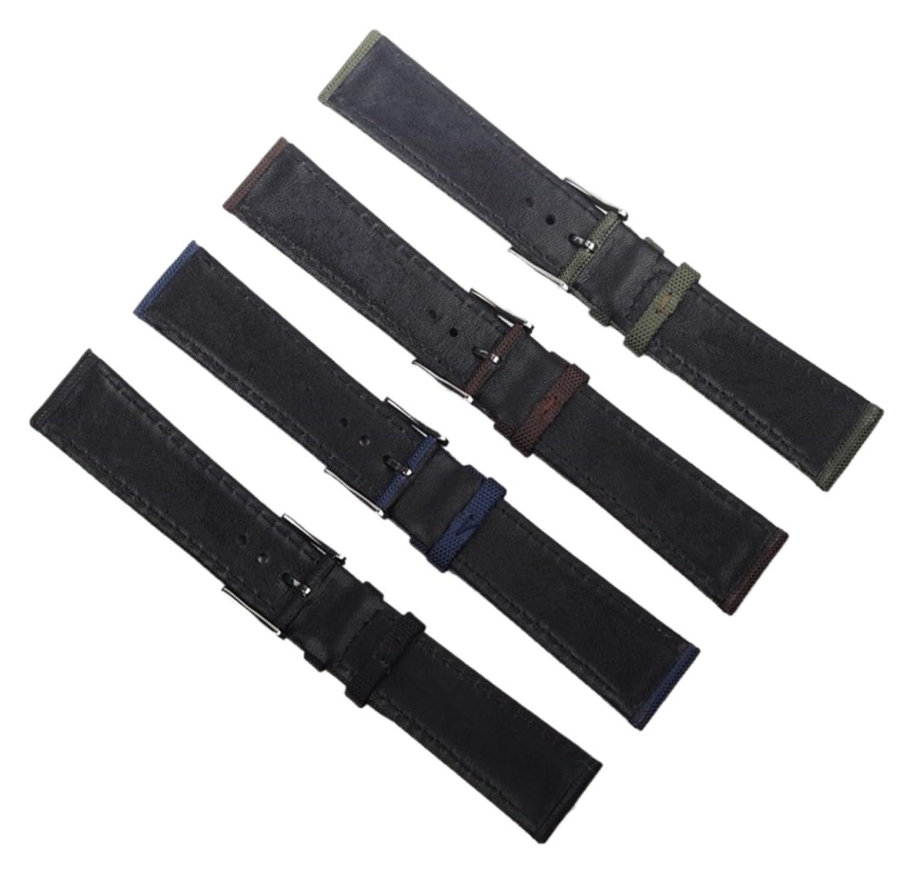 SiChouwz 22 mm czarny, niebieski, zielony, brązowy, nylonowy, skórzany pasek do zegarka, kompatybilny z paskiem(Green strap)