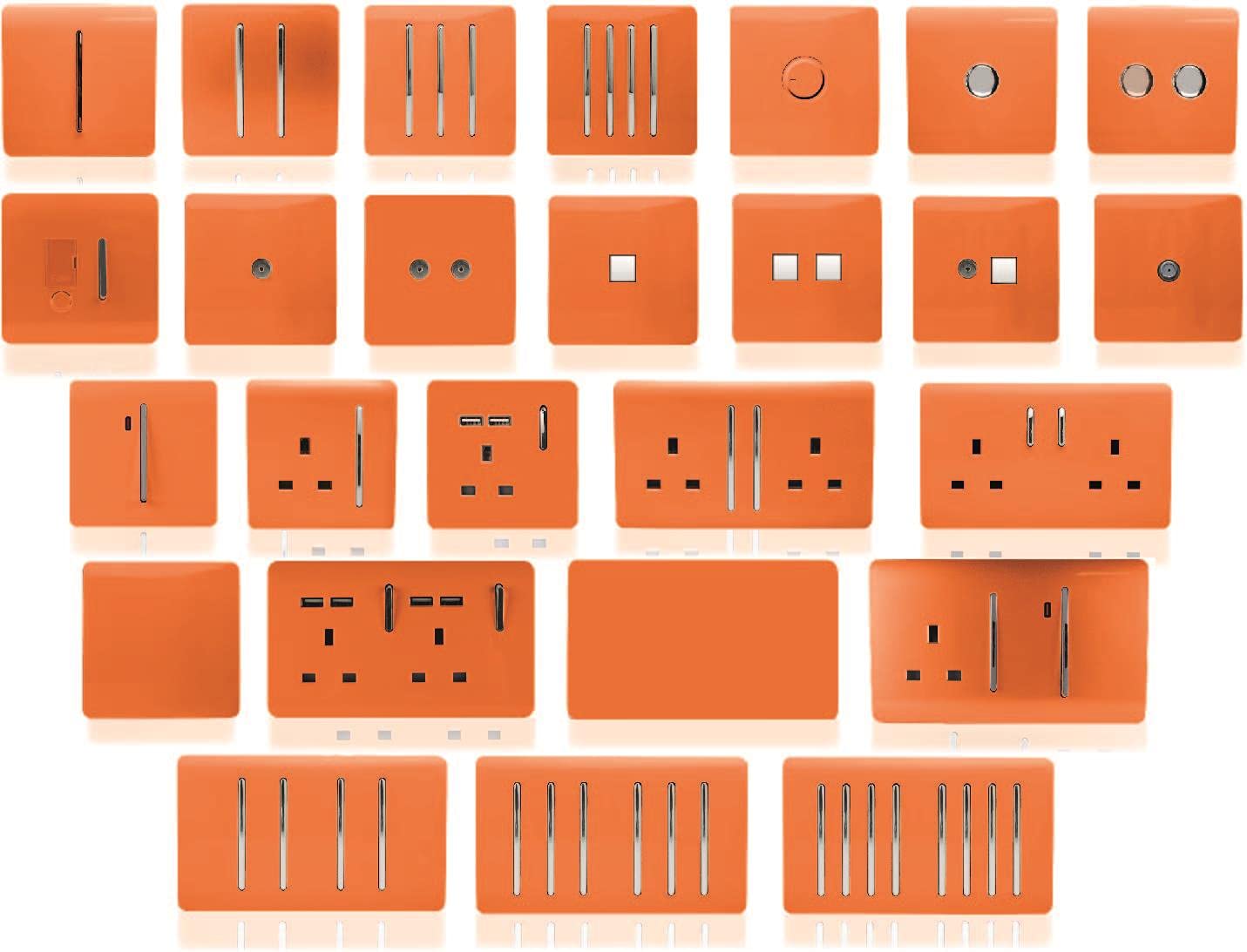 Trendi Artistic Modern Glossy Tactile 2 Gang 2 Way 120w LED Dimmer switch Orange - Image 4