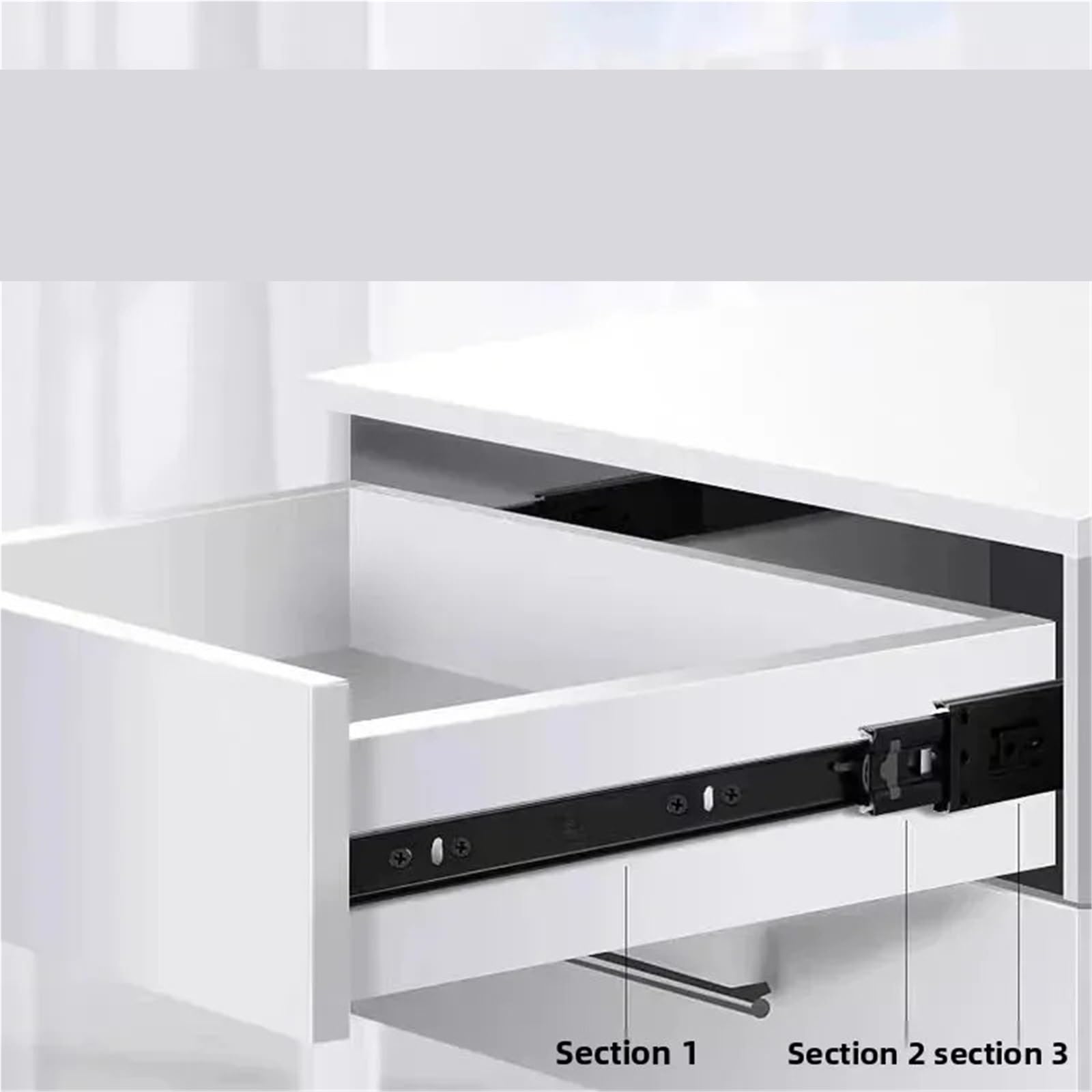 Guide for cassetti in acciaio laminato a freddo da 2 pezzi 10-20 pollici - Binario scorrevole for mobili hardware a tre sezioni for cassetto chiuso Per Mobili(14-inch)