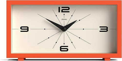 Miniatura 11 de JONES CLOCKS® Reloj de escritorio 'Odeon' | Diseño rectangular moderno en marrón, aspecto retro elegante para estante, mesa, repisa de chimenea o