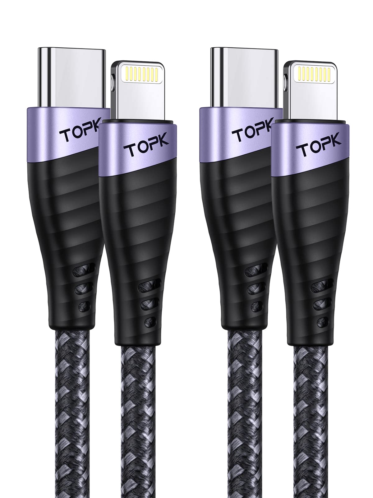 TOPK USB C to Lightning Cable 2-Pack 6ft/2M Nylon Fast Charging Cord (MFi Certified) iPhone Charger Cable for iPhone 14 13 12 Pro Max 11 X Xs Xr