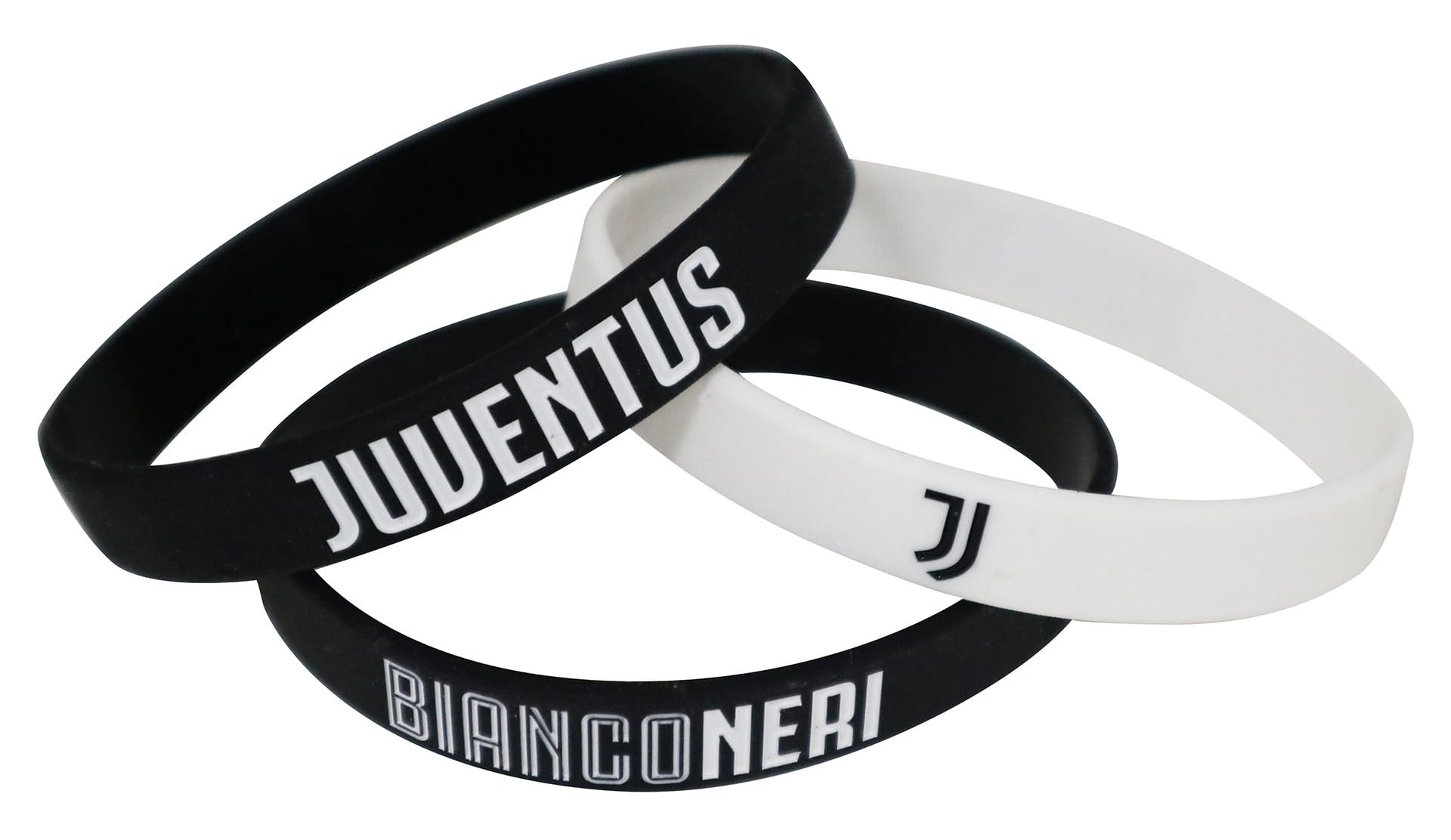Set 3 Braccialetti Juventus Ufficiale - Kit Bracciali Braccialetto Ufficiali Juve in silicone - Gadget Tifoso Calcio SET3BRJ1345
