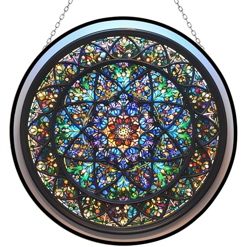 365CUSGIFTS Customized Sainte-Chapelle's Rayonnant Gothic Stained Glass Suncather Window Hangings, Stained Glass Panel Sun Catchers Gifts Home Decor Garden Christmas Halloween Wedding