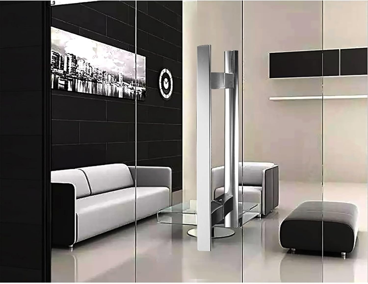 Gate Hardware Aluminum Alloy Handle,Bathroom Glass Door Push-Pull Handle Cabinet Wardrobe Door Handle for Home,Hotel,Office-3 Lengths(31.8×21cm)