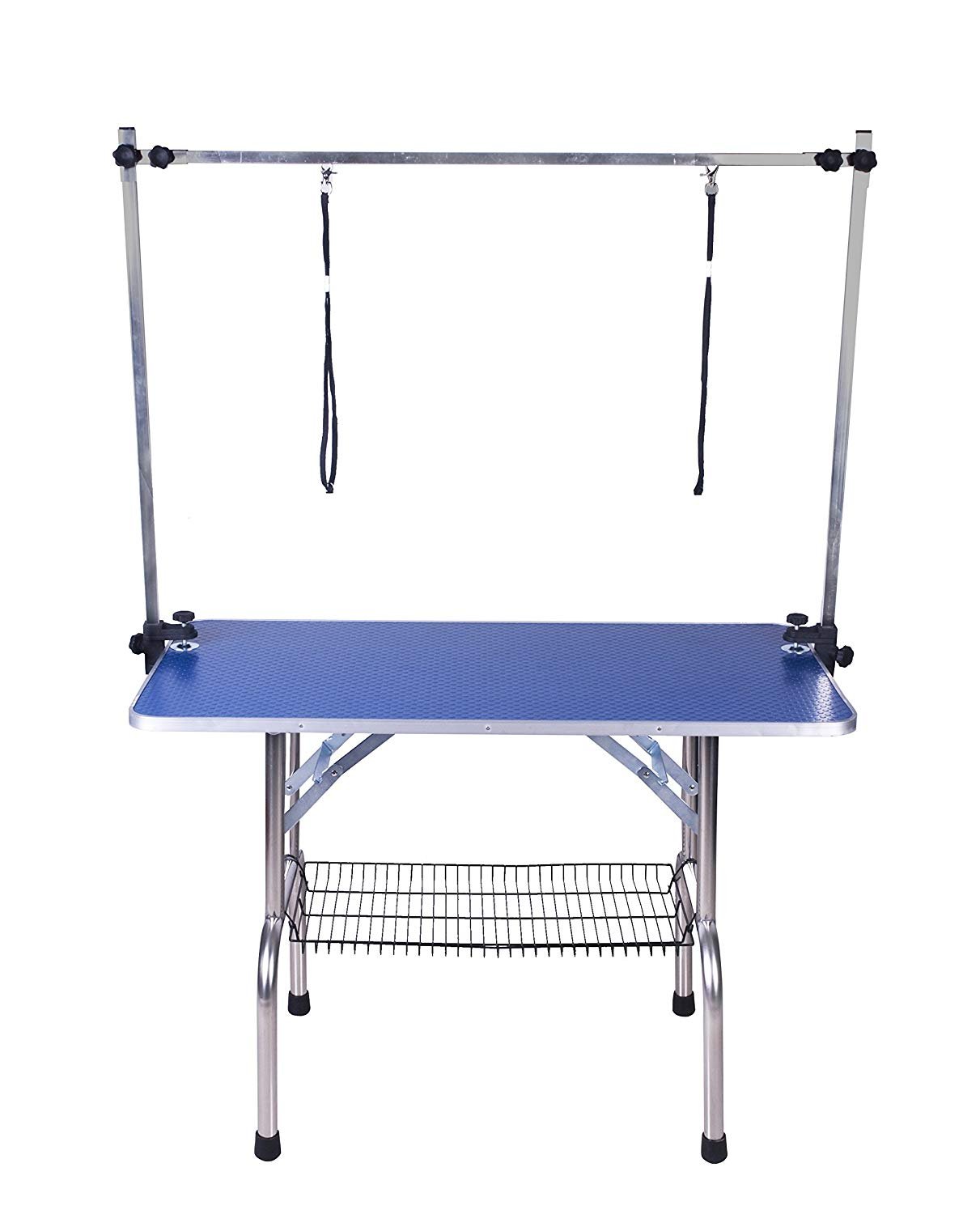 JULYFOX Dog Grooming Table 2 Noose, 44 inch Fold Up Pet Grooming Table With Storage Mesh Tray Arm Clamp Adjustable Height 150 KG Heavy Duty Portable Grooming Table For Small Medium Large Dogs Cats