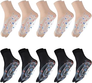 LEVABE Ionic Body Shaping Stretch Socks | Rapid Detox Ionic Body Shaping Stretch Socks | 6/10 Pairs Non-Slip Invisible Crystal Silk Socks, Foot Massage Socks