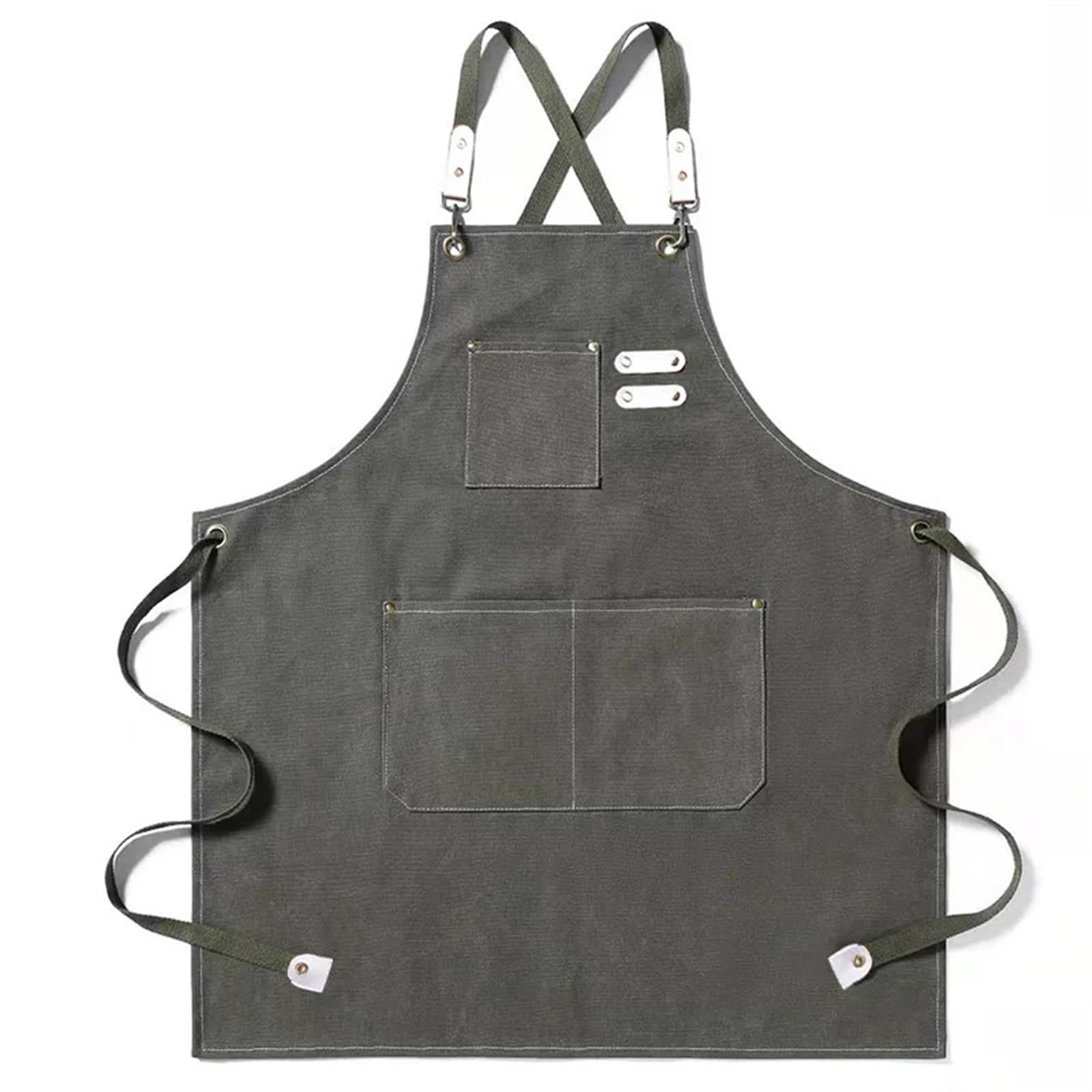 Grembiule in tela di cotone ispessito for la casa, caffetteria, cucina, ristorante, grembiule da lavoro, grembiule for uomo(Green)