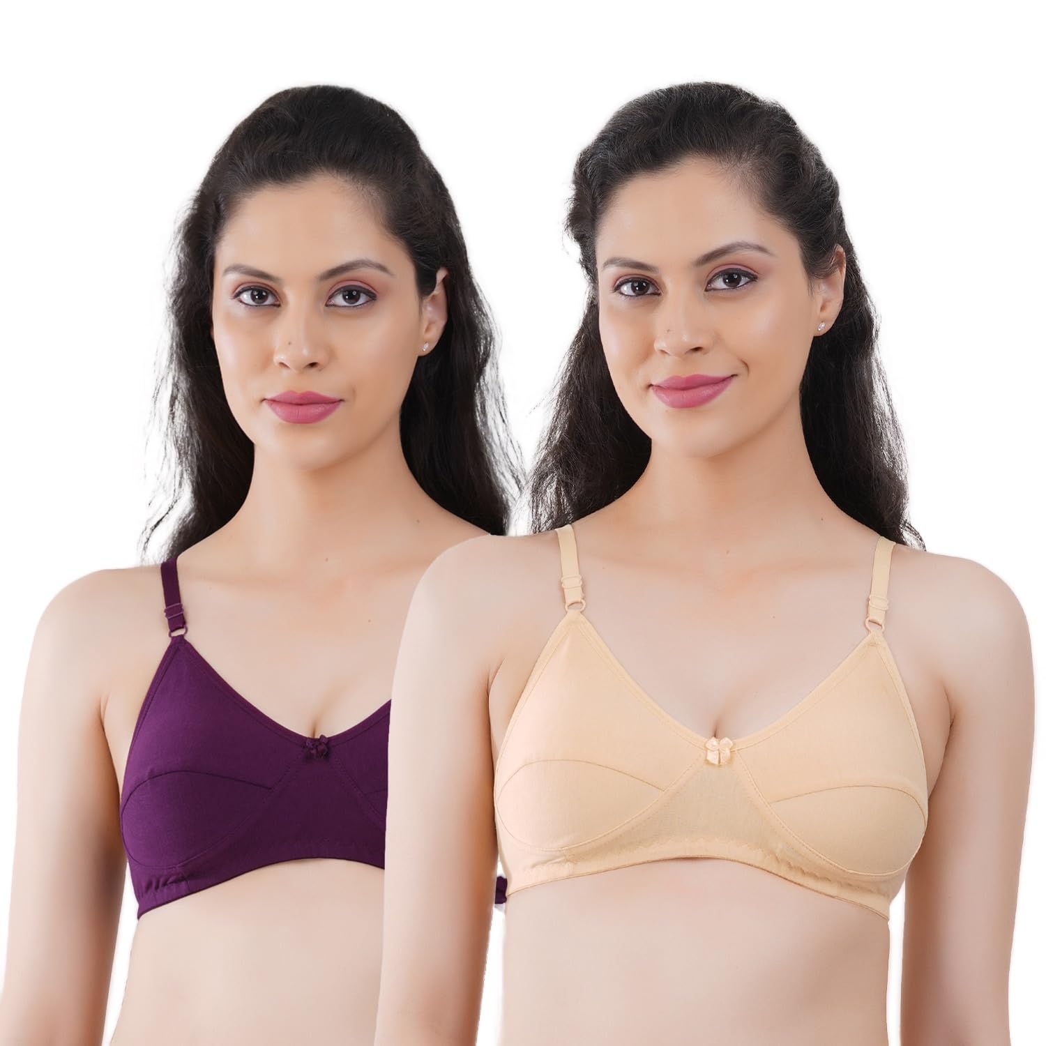 be one Women’s Cotton Saree Bra (Pack of 2), Non-Padded Low Back Bra with Double Layer Darted Cup, Adjustable Straps for Blouse Wear-picture-45