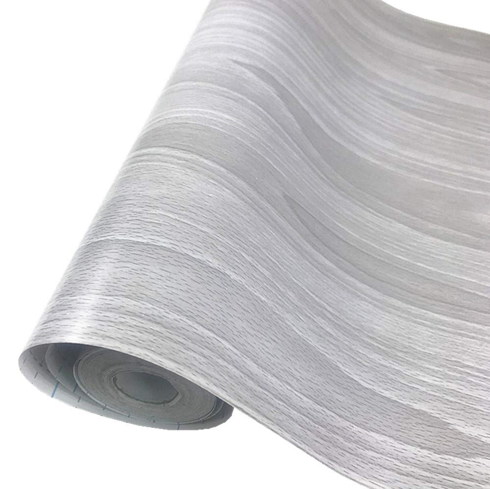 D-Simplemuji Light Gray Wood Grain Self Adhesive Sticker Wallpaper Furnitur Cabinets Wardrobe Shelf Liner 45cm X 250cm