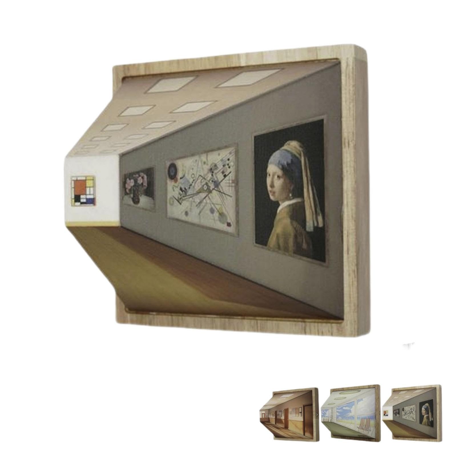 Naked Eye Vision Night Light, Naked Eye Vision Picture Frame Wall Lamp, Creative Optical Illusion Wall Mounted Decorative Lamp, 3 Colors Adjustable USB Powered LED Light for Cafe, Home(A)