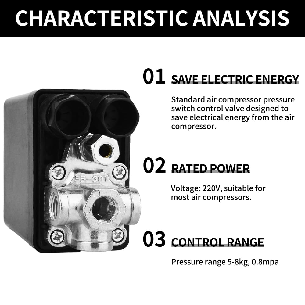 Furnace Pressure Switch 4 Port Air Compressor Pressure Switch - 90-120 ...