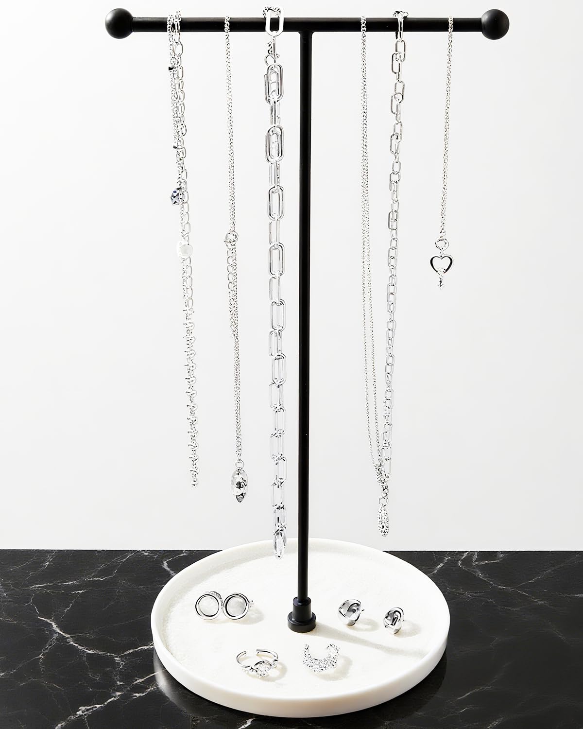 Chic Ceramic Jewellery Stand Necklace Organiser Display 15cm Base 30cm High