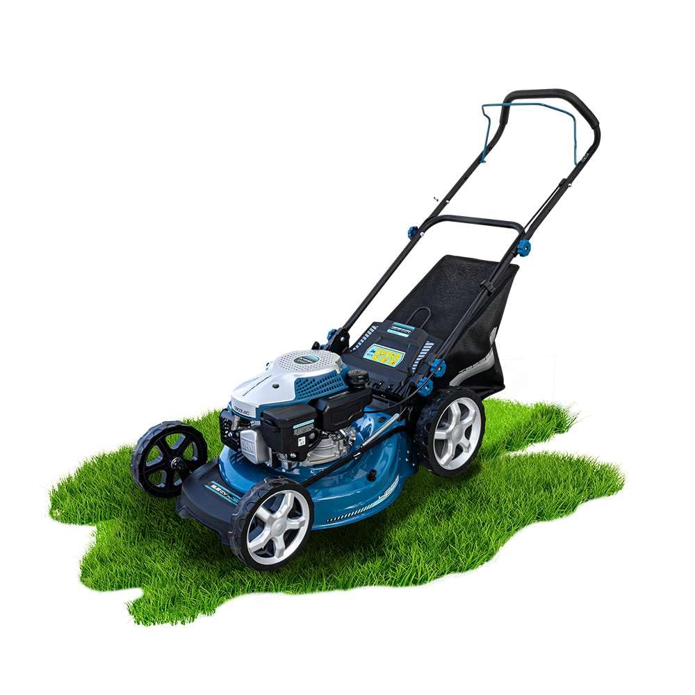 Cecotec Rasaerba a Scoppio Motore 144 cc Terrenator 3200.46 Pro Total Z | Larghezza Taglio 46 cm, Scocca in Acciaio, Regolazione dell'Altezza Sistema Z-Tech, 4 in 1 con Mulching, Ruote Posteriori XL