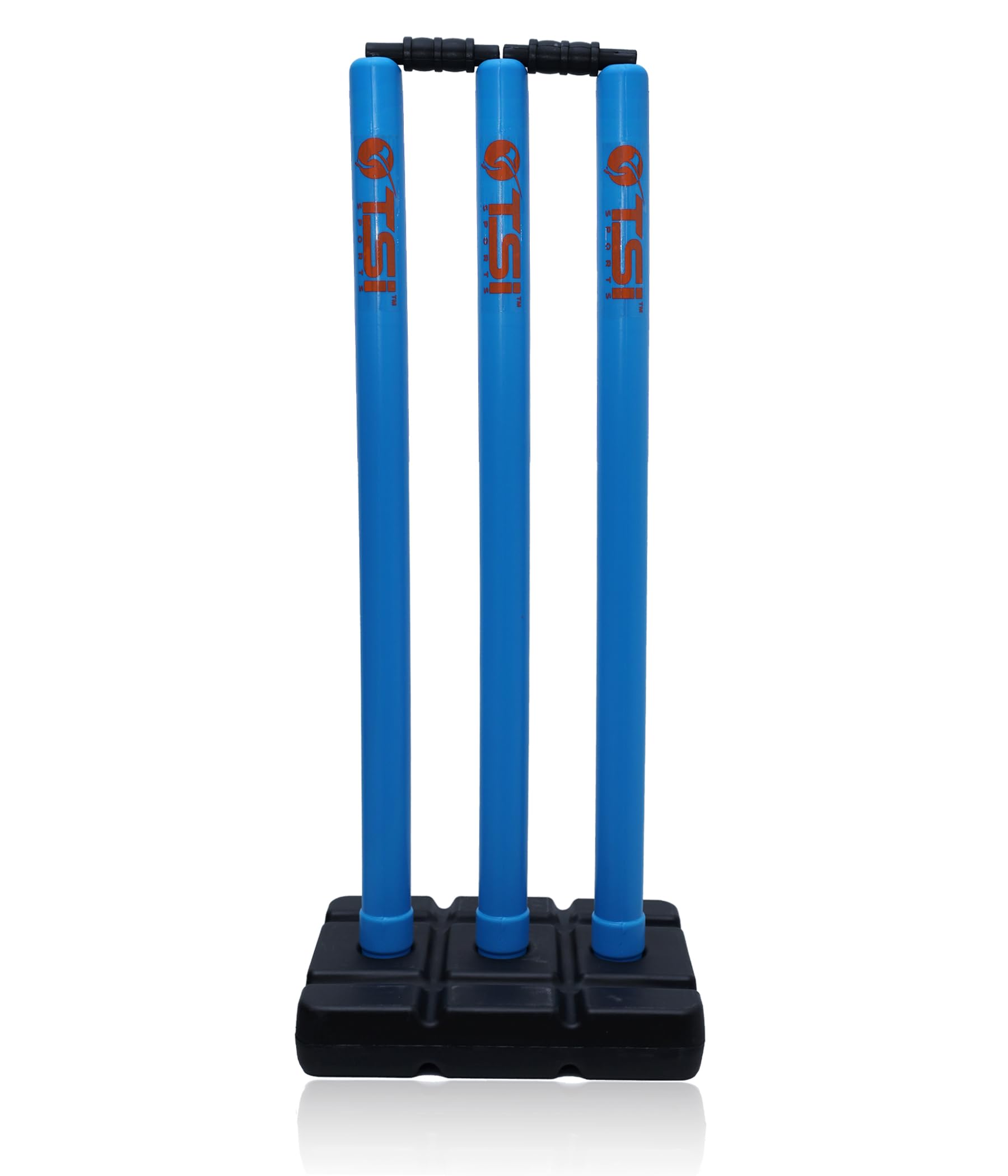TSI Sports Cricket Stumps with Stand Cricket Kit Plastic Wickets for Cricket Standard Wickets for Cricket Ground, Match, Tournament Stump with Stand & Bails Black and Blue-image-13