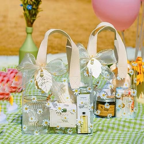 Miniatura 5 de Bolsa transparente para envolver regalo con asas (2 unidades, 9.1 x 9.8 x 5.5 pulgadas), bolsa de embalaje de plástico resistente al agua para