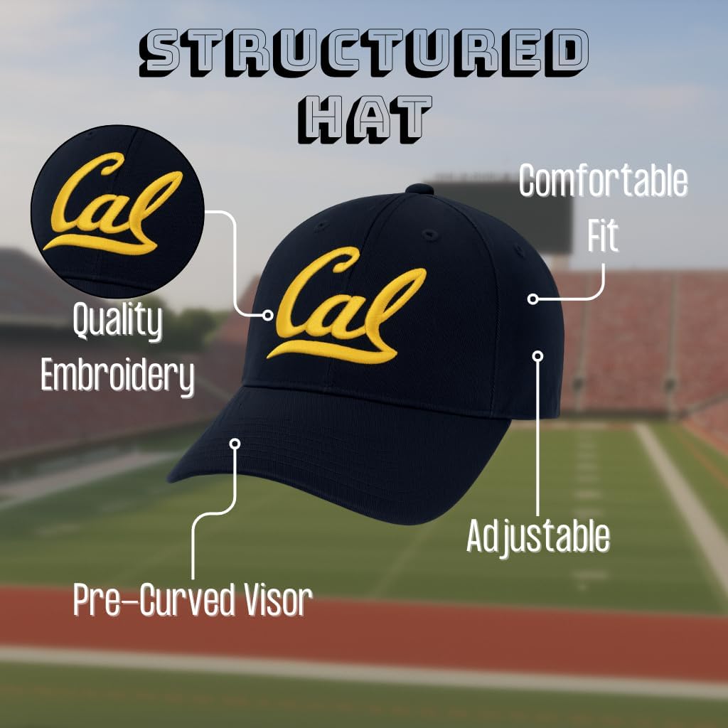 Officially Licensed Cal Berkeley Navy MVP Hat Classic Embroidered University Team Logo Adjustable Structured Blue Cap