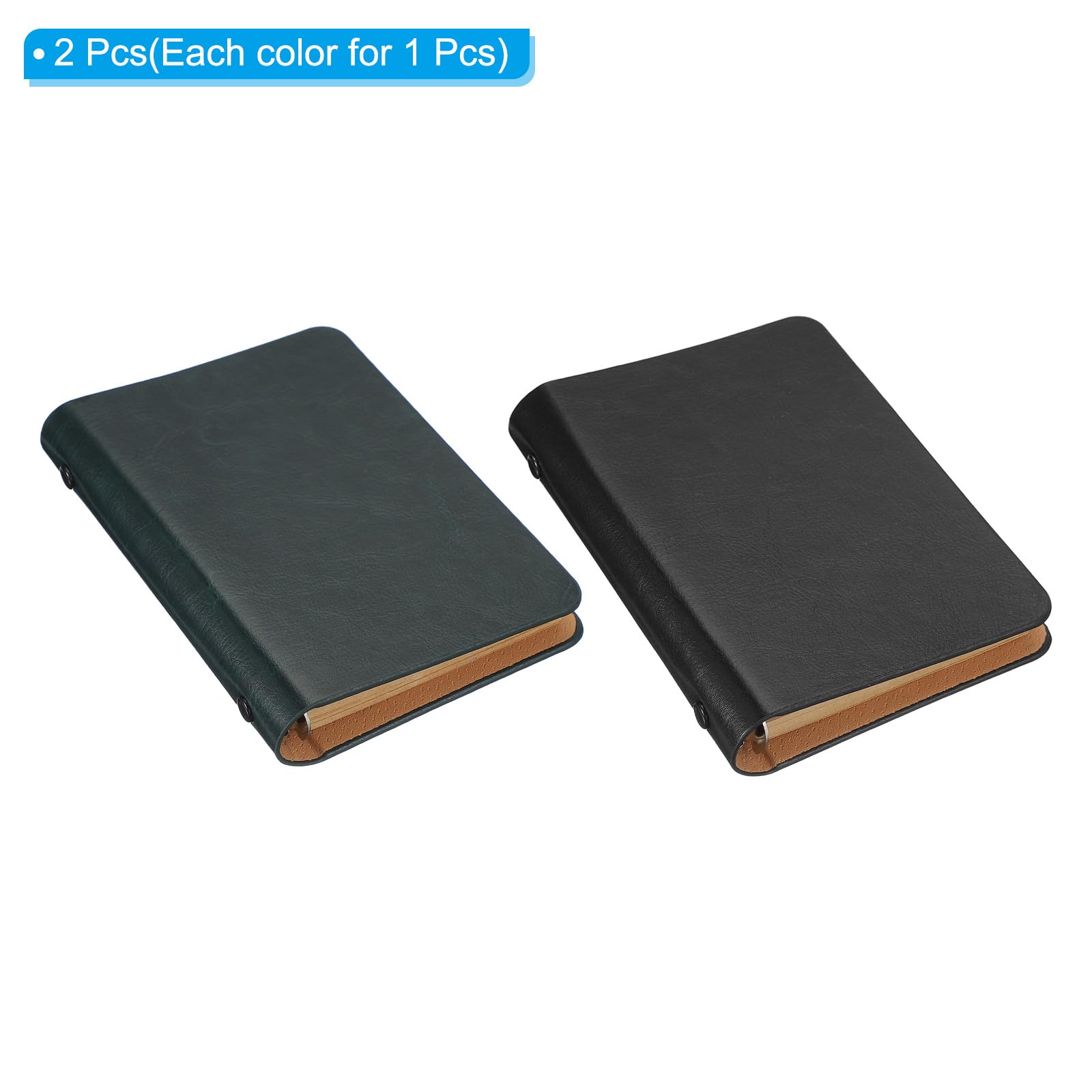 PATIKIL 6 Anelli Copertina Binder, 2 Pezzi A7 Taccuino Mini Ricaricabile in Pelle Kraft con 50 Fogli, Verde Scuro/Nero