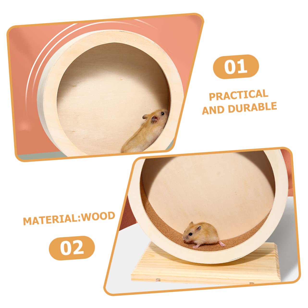 Abaodam Small Pets Silent Exercise Wheel Wooden Mute Running for Hamsters Hedgehogs Guinea Pigs for Gerbils and Small Animals Promotes Activity