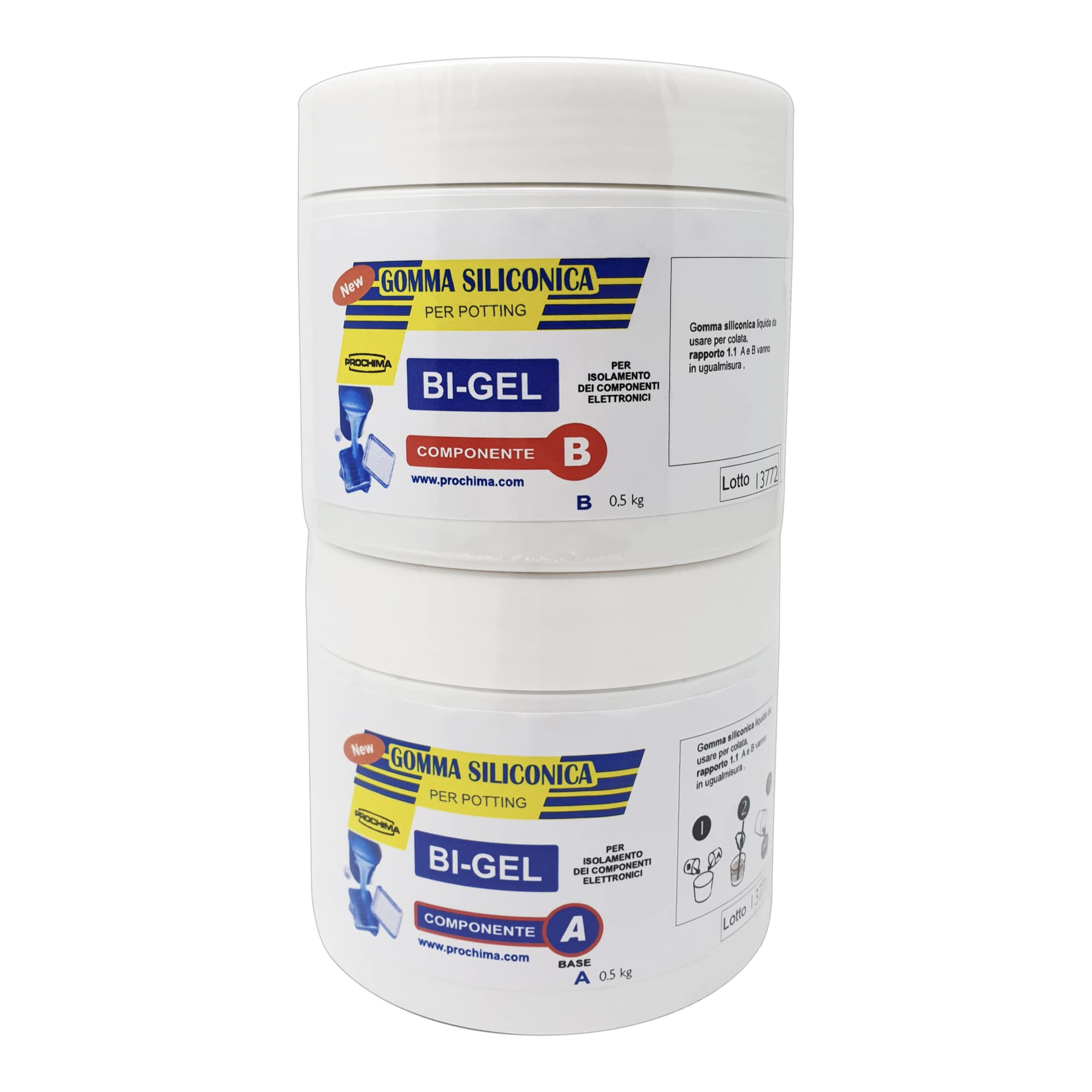 Prochima, Gel Siliconico BI-GEL, Gel Bicomponente di Elevatissime Caratteristiche Dielettriche e Termiche, Ideale per Sistemi di Connessioni, 1 kg