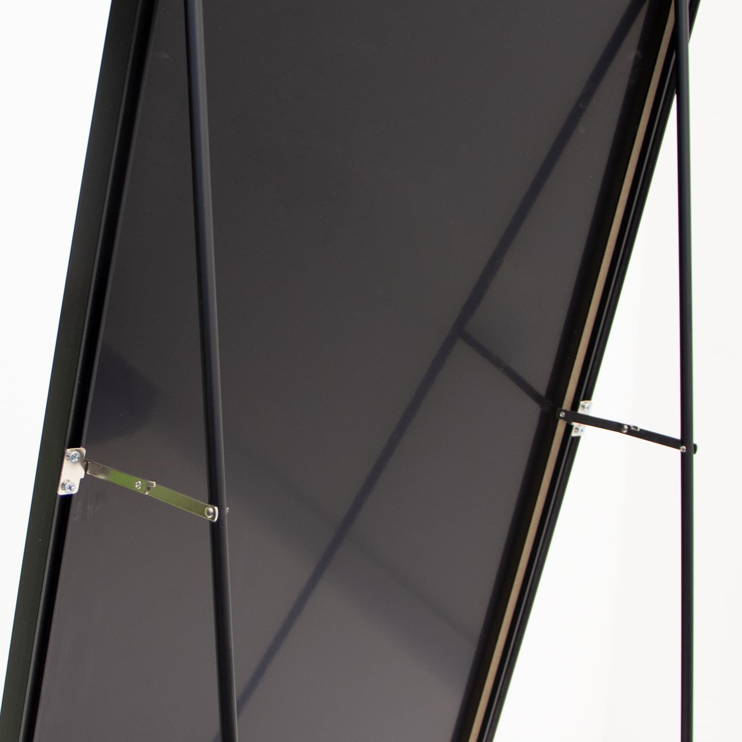 Rechteckiger Ganzkörper Standspiegel schmal 50x150cm, eingefasst im edlen schwarzen Aluminium Rahmen - kristallklare Spiegelung mit High-Definition-Glas - für Schlafzimmer, Bad, Flur, Wohnzimmer