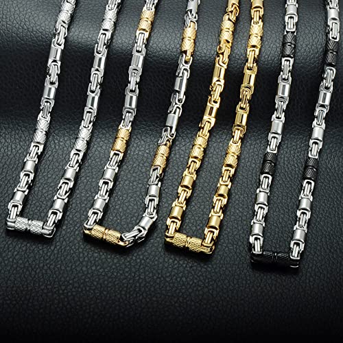 Qiaonitu Men Women 316L Stainless Steel Geometric Byzantine Link Chain Necklace 6mm Punk Rock Silver Color Gold Plated Bike Biker Necklace Jewelry4