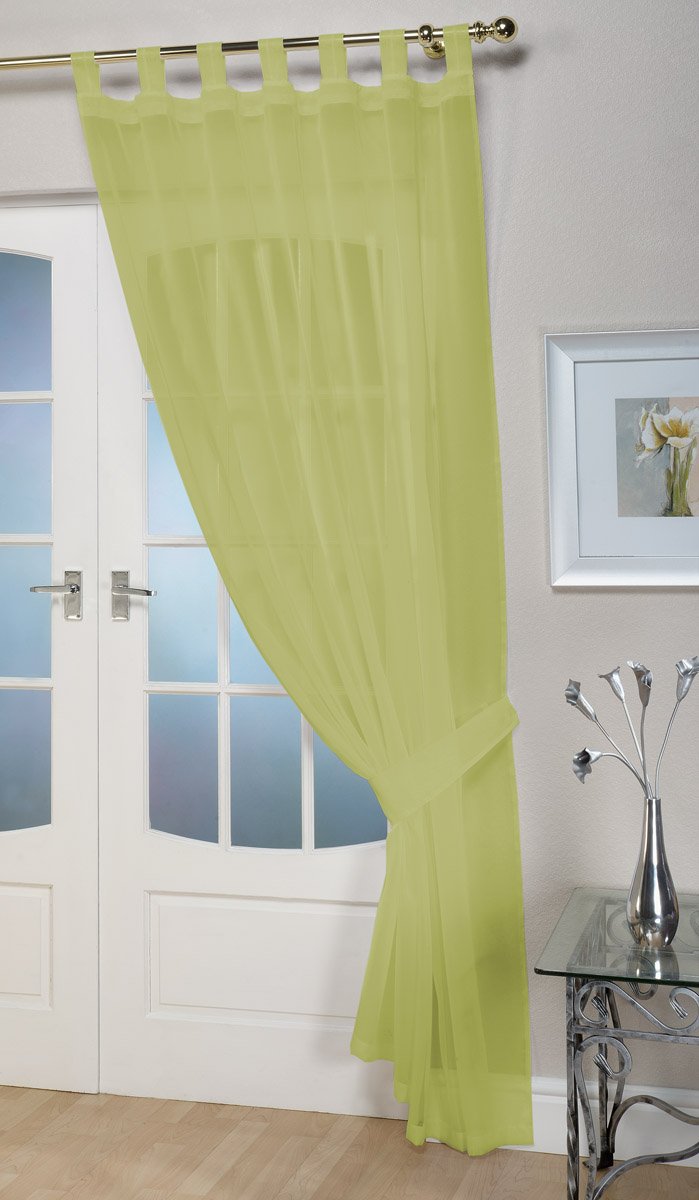 John Aird Woven Voile Tab Top Curtain Panel - Tieback Included - Single Panel (Lime, 58" Wide x 81" Drop)