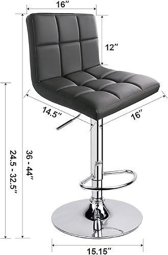 Miniatura 3 de Taburetes de bar de leopardo, moderno taburete giratorio ajustable de piel sintética con respaldo - 1 silla (gris)