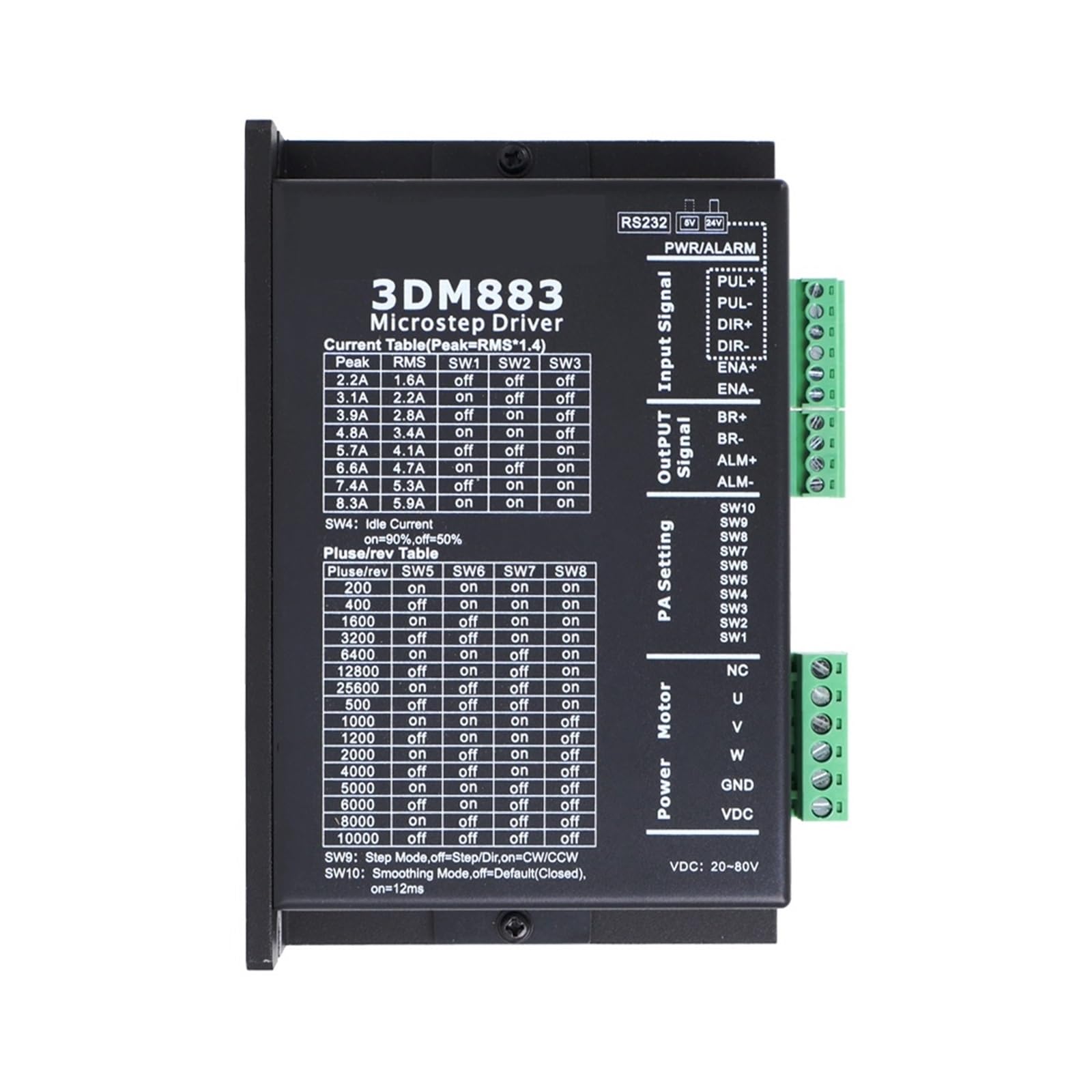 Driver pas à pas triphasé 3DM883 régulation numérique haute précision