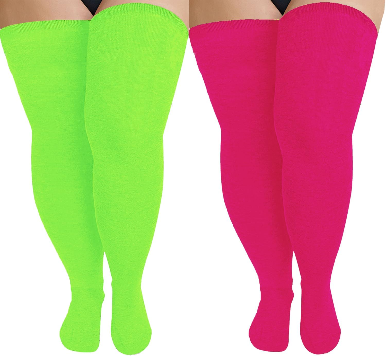 YELAIVP Plus Size Thigh High Socks Extra Large Stripe Over Knee High Stockings for Women