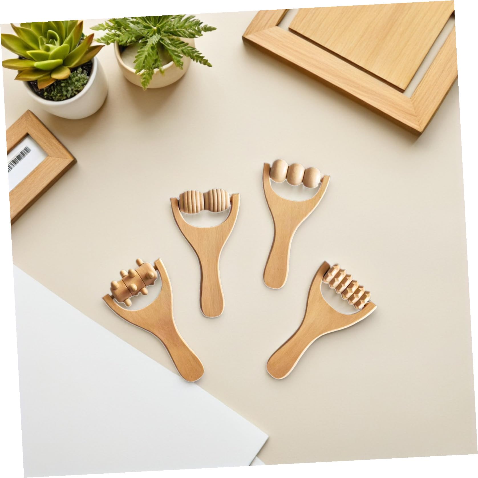 Genérico Herramienta de Masaje de Madera 8 Piezas para Pies y Cuerpo Masajeador de Puntos de Acupresión Portátil Dispositivo Multifuncional para Aliviar Tensión y Uso Diario